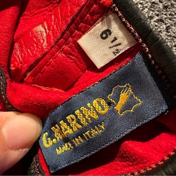 G. Marino Vintage Red Italian Leather Classic Gloves, size 6.5 - Picture 5 of 6